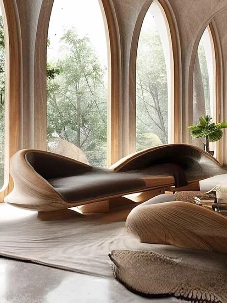 أريكة خشبية صلبة فنية لغرفة المعيشة في العصور الوسطى إبداعية متعددة الأشخاص، مزيج جديد على الطراز الصيني الجديد