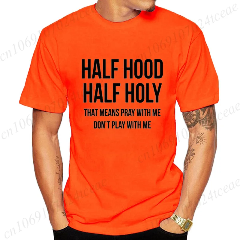 

New Men's Clothing Casual Short Sleeved T-Shirts Shirt Half Hood Half Holy Fashion Breathable Comfortable Summer Versatile Tops
