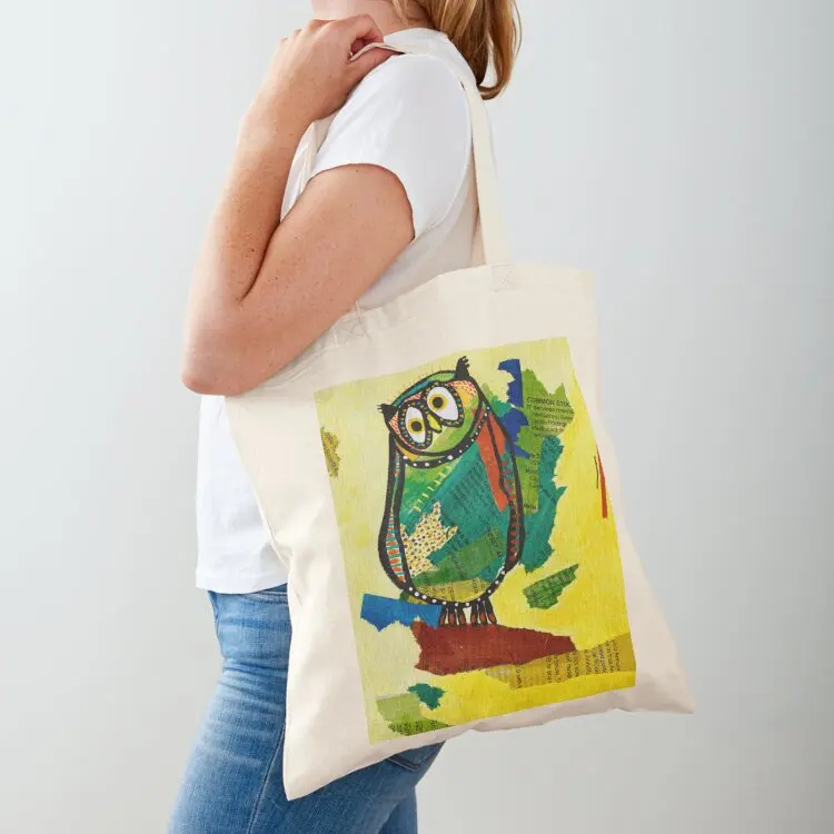 

Owl Flirting with the World Tote Bag university shopper bag tote bag men tote men's Candy bags
