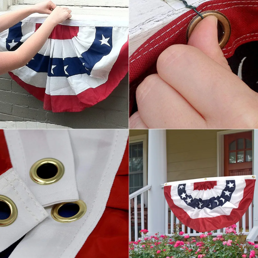 USA Flag Bunting Flag Pleated DecorationPatriotic Fan Home Textiles Happy Valentine Banner