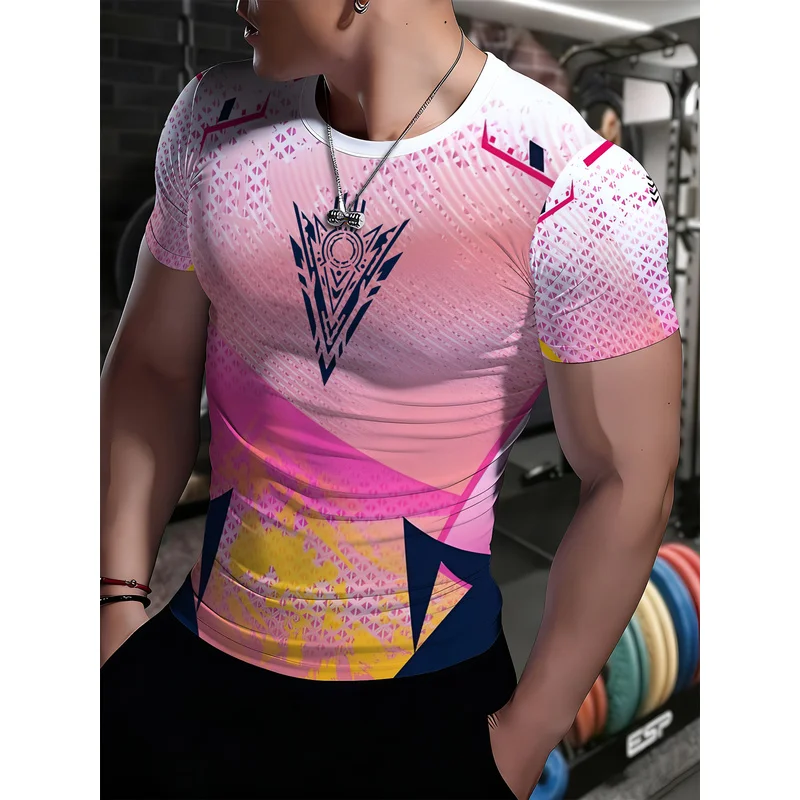Neon Power Core Men's Body Hugging Training Compression Base Layer Short Sleeve Crew Neck T Shirt Printed Design Breathable