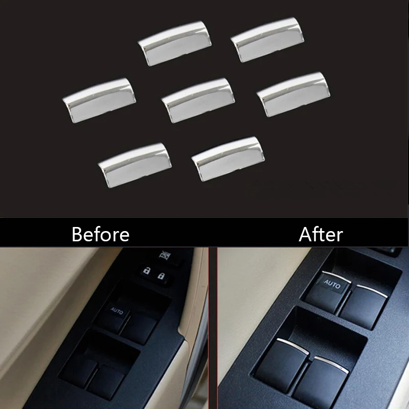 7pcs Window Lift Button Trim For Toyota Highlander Camry RAV4 Corolla AYGO Verso AVENSIS YARIS VITZ Auris Sienna Fortuner Tundra