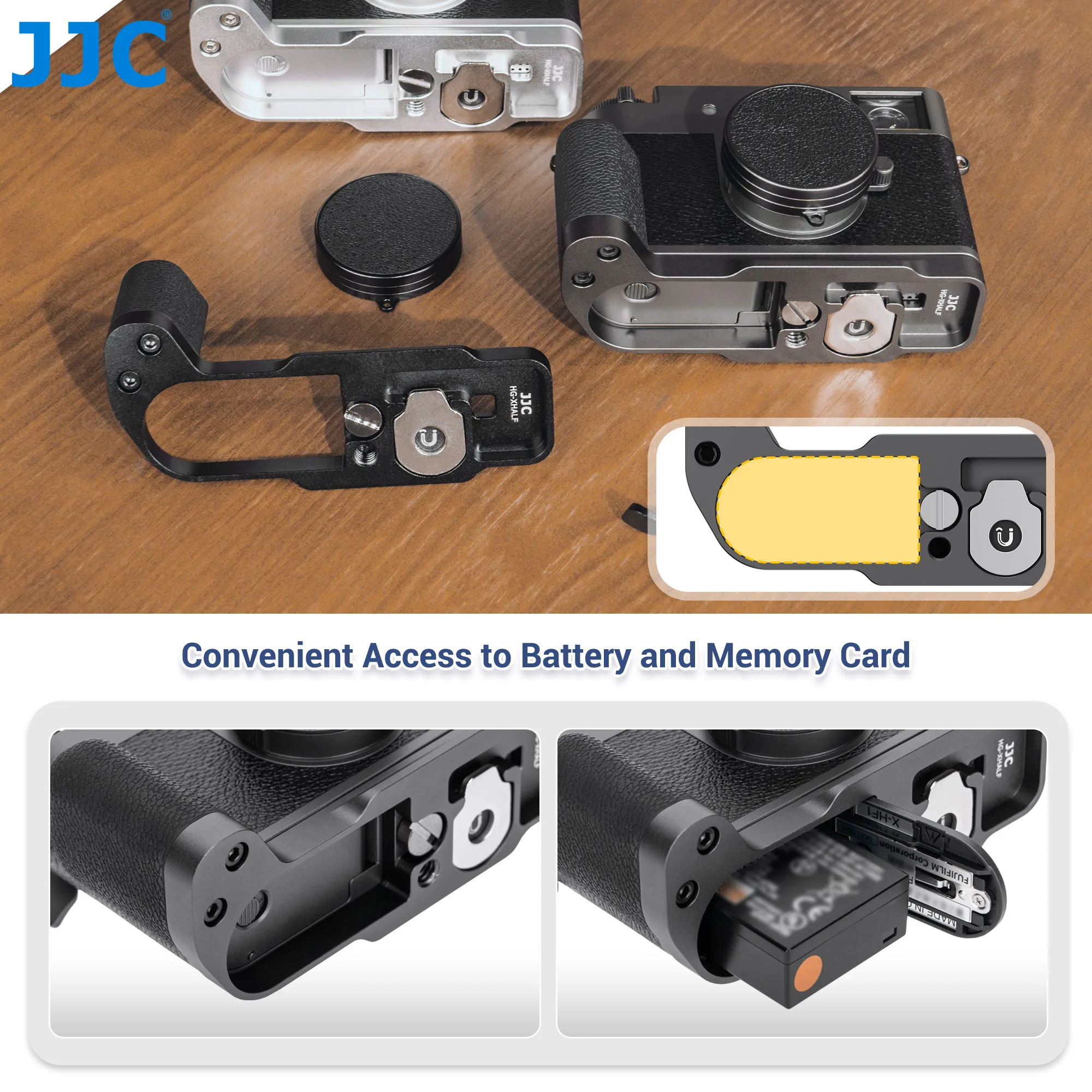 JJC Poignée Pouce GFX100RF – Grip Alliage Aluminium Griffe Froide, Protection Sabot, Ergonomique Fujifilm GFX100RF