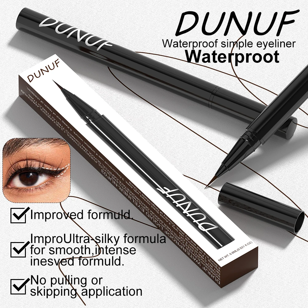 DUNUF Ultra Dunne Zwart Bruine Vloeibare Eyeliner Waterdicht Sneldrogend Blijvend Glad Liggend Zijderups Ogen Liner Potloden Oogmake-up