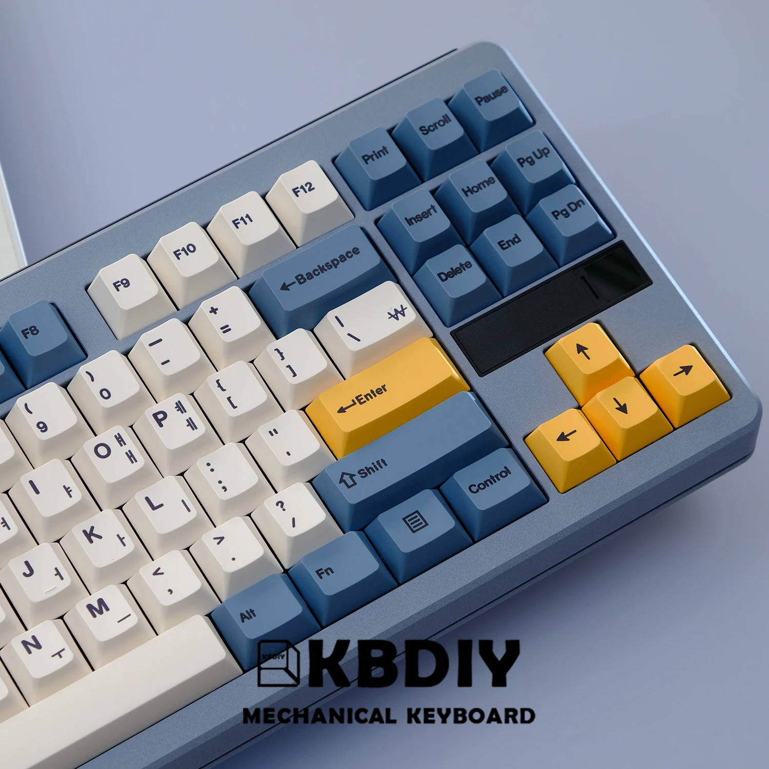 KBDiy-Juego de teclas PBT de color amarillo albaricoque, teclas coreanas de perfil de cereza para teclado mecánico 7U, personalizadas para GMK67 GMK75, 145 teclas