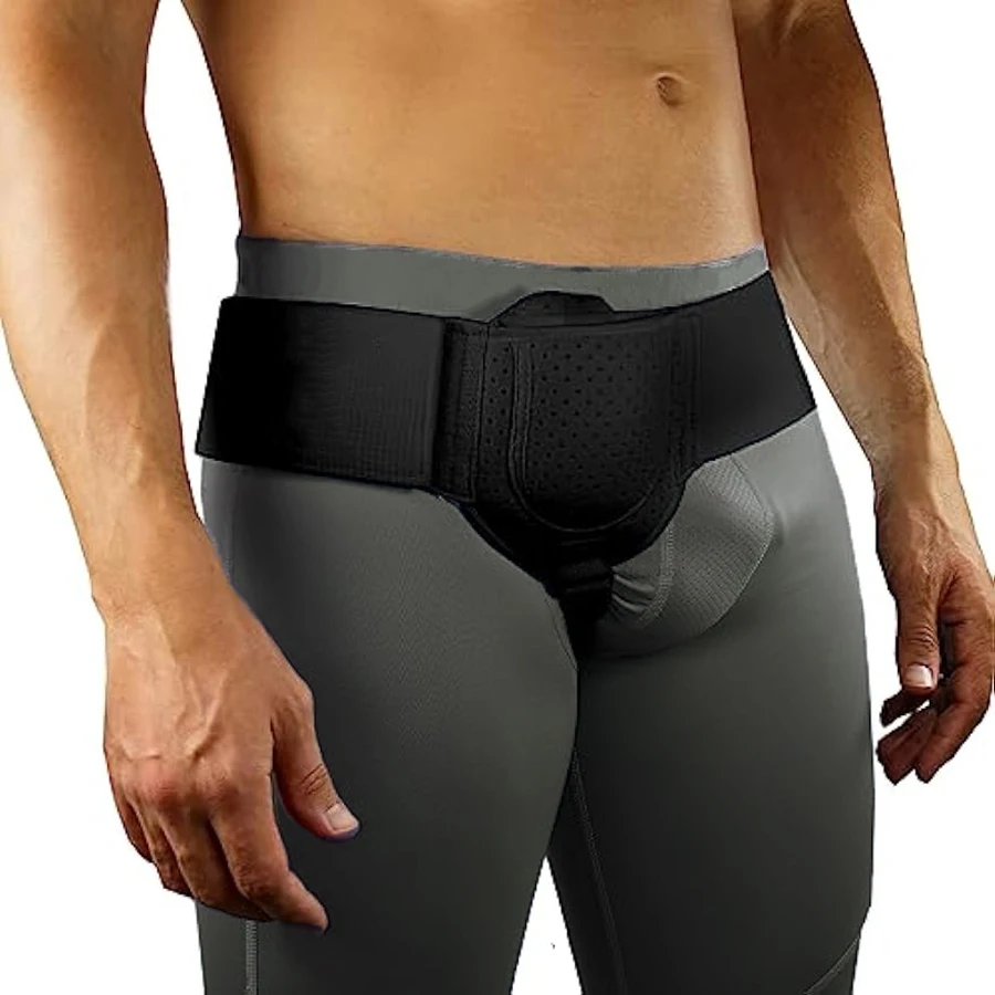 Faja ajustable para hernia inguinal, soporte transpirable para la ingle con almohadilla de compresión extraíble para alivio del dolor de hernia deportiva