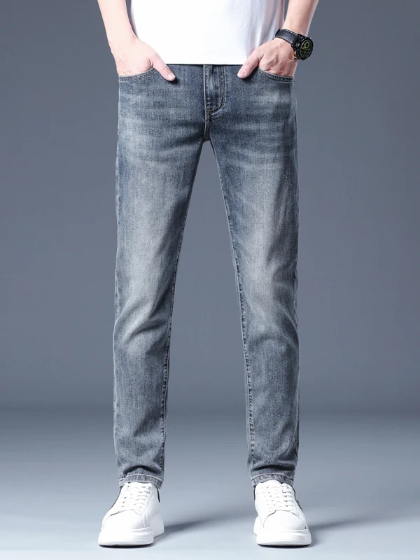

Casual Men's Jeans Slim Fit Korean Style Spring Summer New Arrival Versatile Long Pants Cotton Stretch Denim