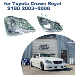 Car Headlights Assembly for Toyota Crown Royal S180 2003~2008 Fog Light Front Halogen Corner Lamp Warning LED Accessories 2004