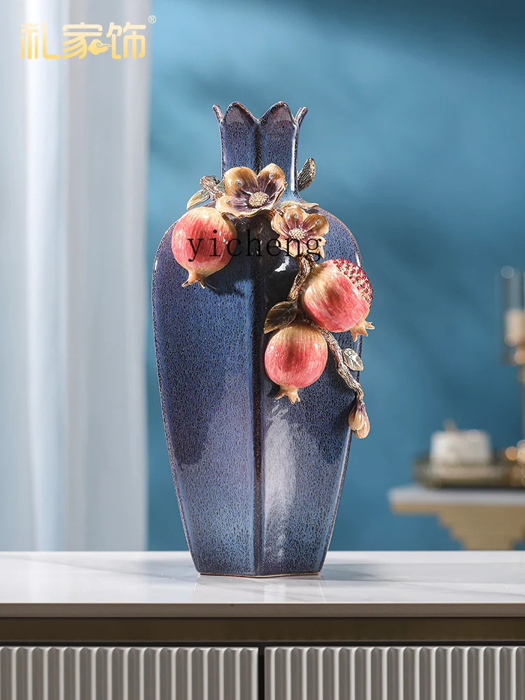 L7-8 enamel ceramic vase ornament, living room flower arrangement, advanced handicraft, housewarming decoration