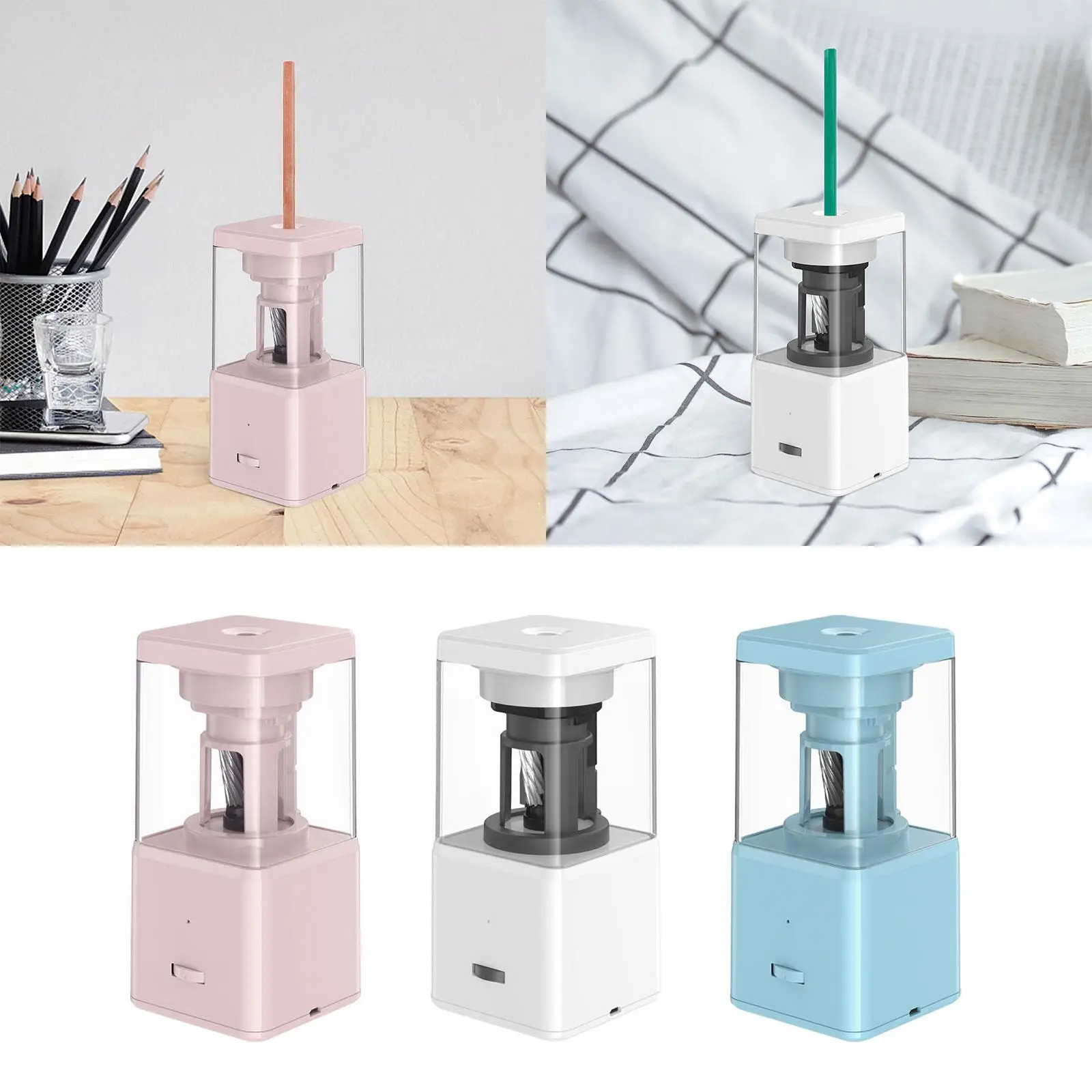 Electric Pencil Sharpener Fast Sharpen Auto Stop Portable Automatic Pencil Sharpener for Colored Fine Artist Pencils Office