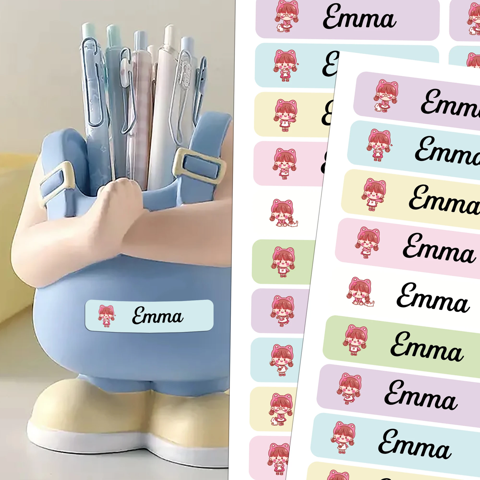 Personalized Waterproof Name Tags Little Girl Stickers Children Hologram Label Sticker With Students School Stationery Tag