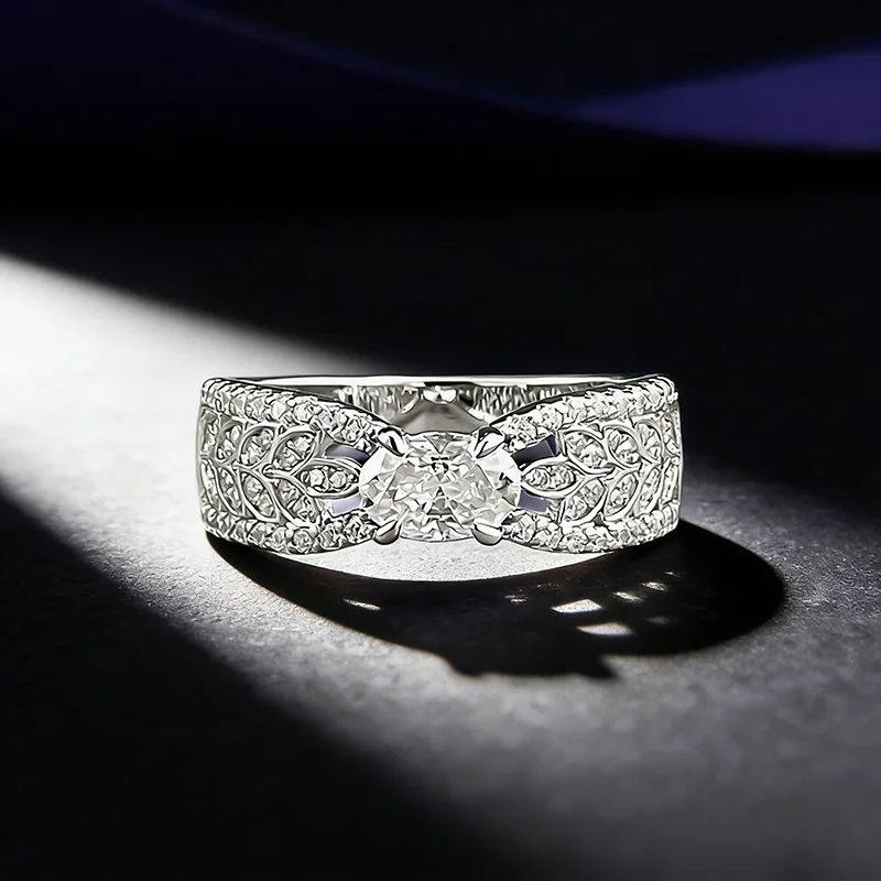 

Luxury Sparkling 4x6mm Oval Moissanite Women Ring - Bridal Wedding Engagement Party 925 Sterling Silver Jewelry Gift