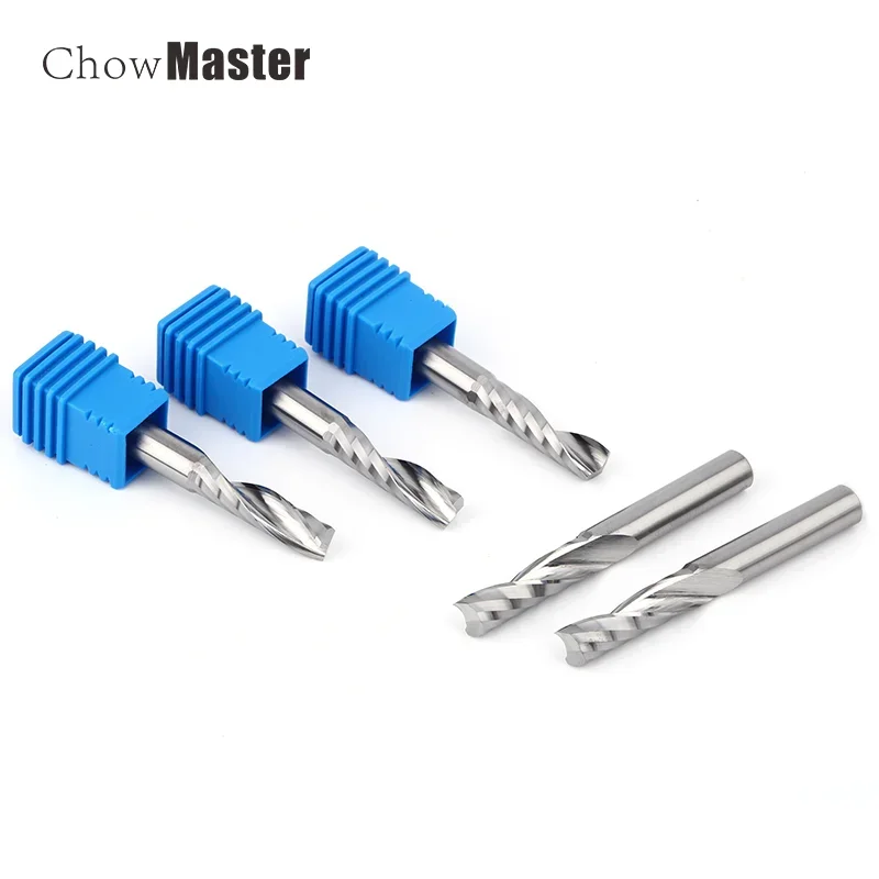 Brocas enrutadoras en espiral de una sola flauta, 3.175/4/6/8mm para cortar madera/plástico/madera, fresa CNC acrílica, 1 fresas de extremo de flauta