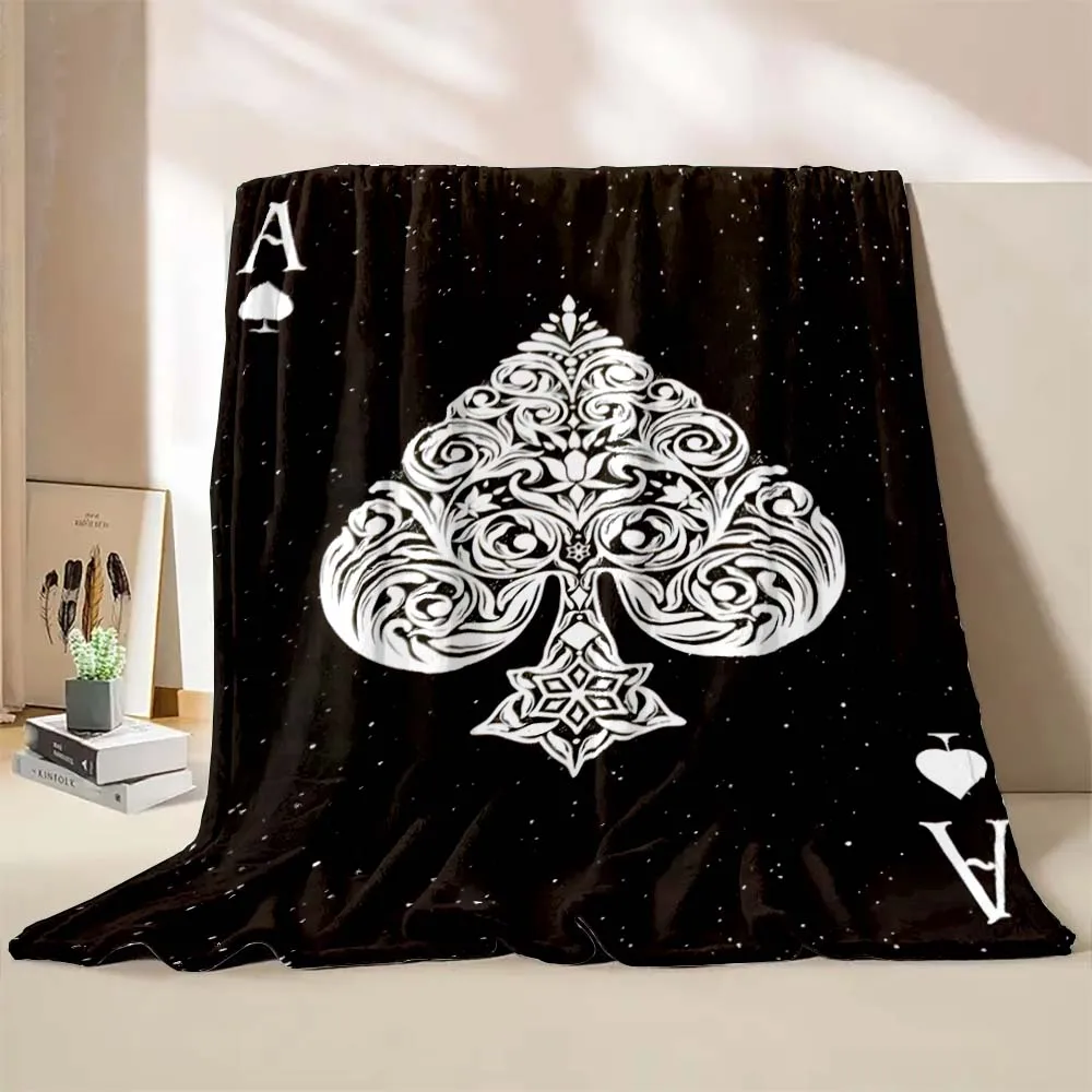 6 Sizes Card Poker Ace Art Printed Blanket Warm Soft and Comfortable Home Travel Blanket Office Sofa Camping Summer Blanket