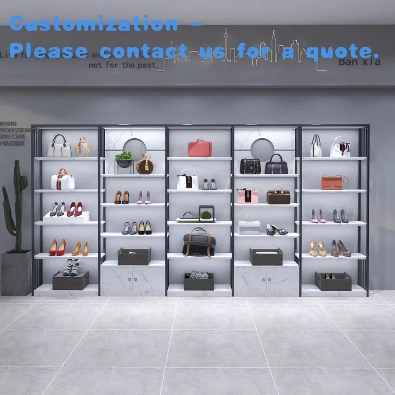 

custom.Customized Popular Shop Handbag Display Wall Commercial Shoes Display Shelves Handbag Shoe Store Kiosk Design