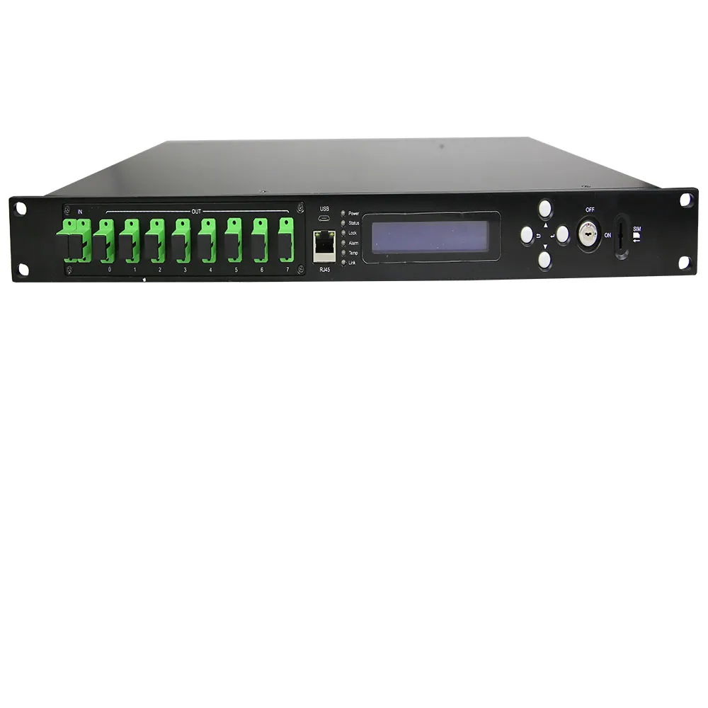 1550nm 1U High Power EDFA Erbium Doped CATV Fibre Amplifier 8X23DB + 2 Inputs + WEB+SNMP+GSM