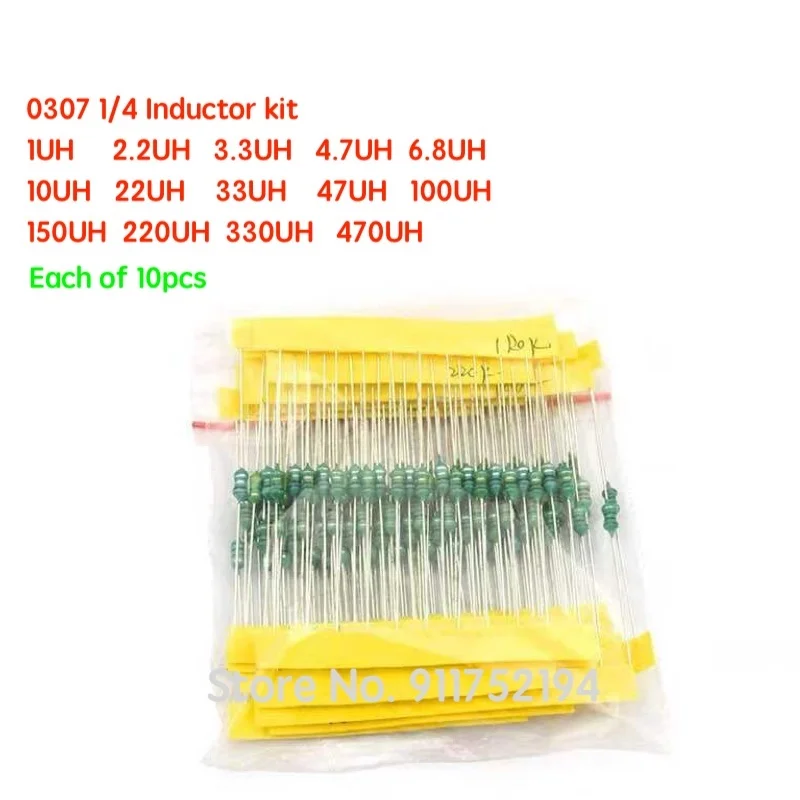 140PCS/LOT 0307 1uH to 470uH Inductor color ring Inductor Assorted Kit 14valuesX10pcs=140pcs