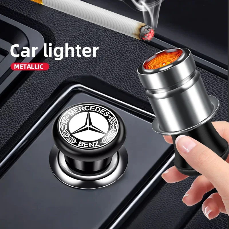 1PCS Car Styling Metal Windproof Cigarette Lighter Power Socket Plug Accessories For Mercedes Benz  AMG W211 W203 W204 W210 W124