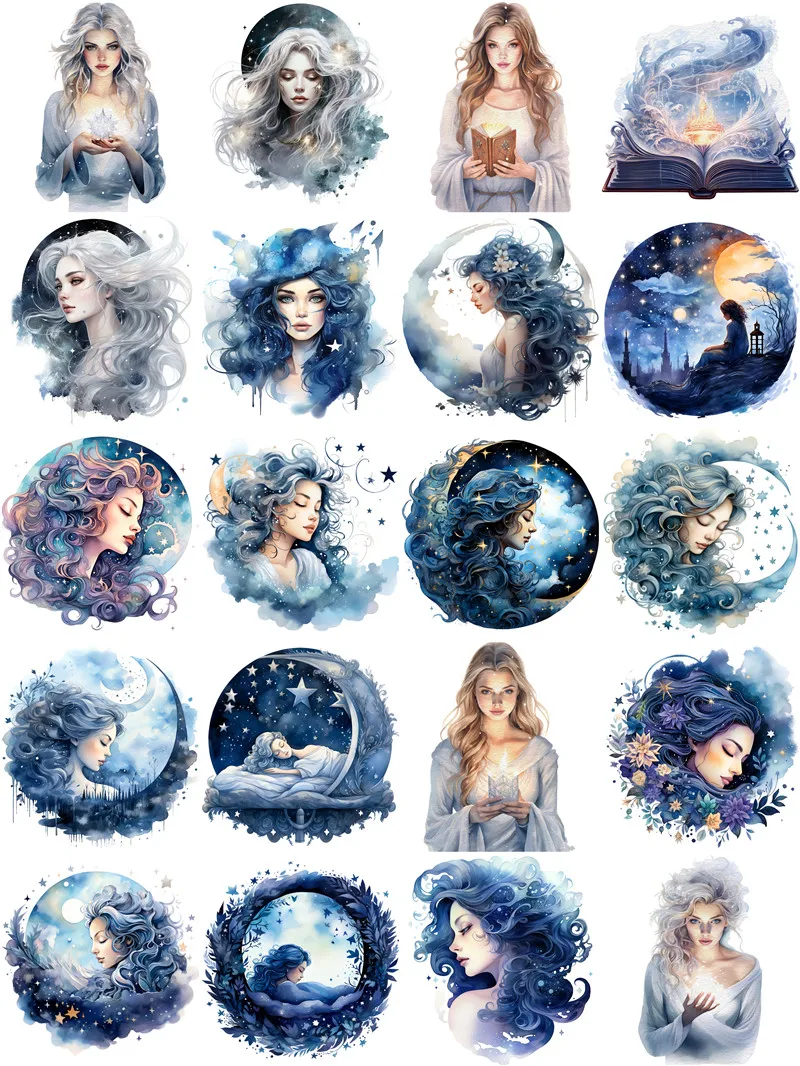 Pegatinas de diosa de la Luna para manualidades y álbumes de recortes, libro de juguetes para niños, pegatina decorativa, papelería DIY