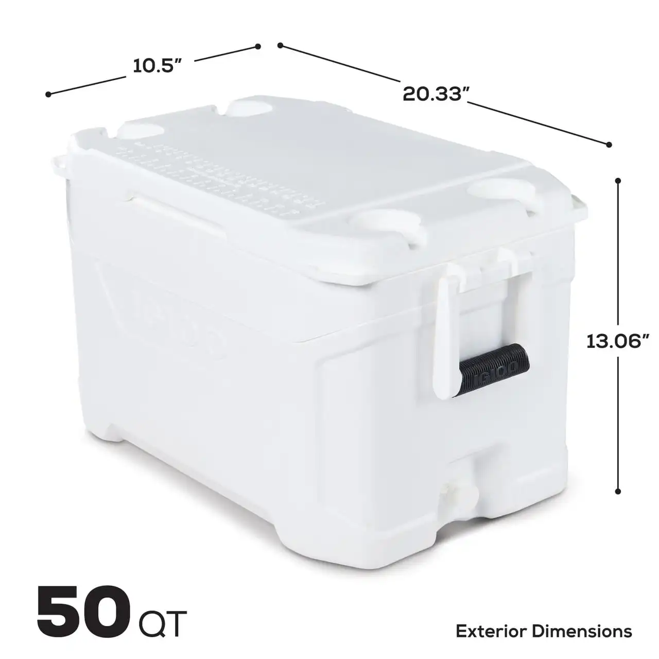 50QT 화이트 아이스박스 쿨러, 캠핑, 해변, 테일게이팅 및 야외 활동을 위한 뚜껑이 있는 하드형 휴대용 쿨러 박스