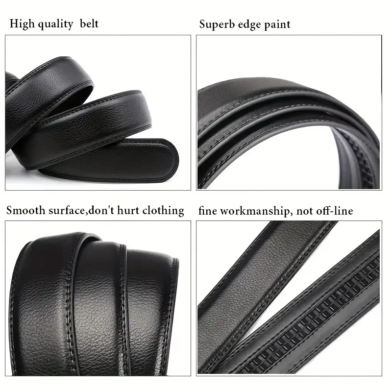 Business Belt Glossy Style High Quality Faux Leather With Lychee Pattern Trouser Belt