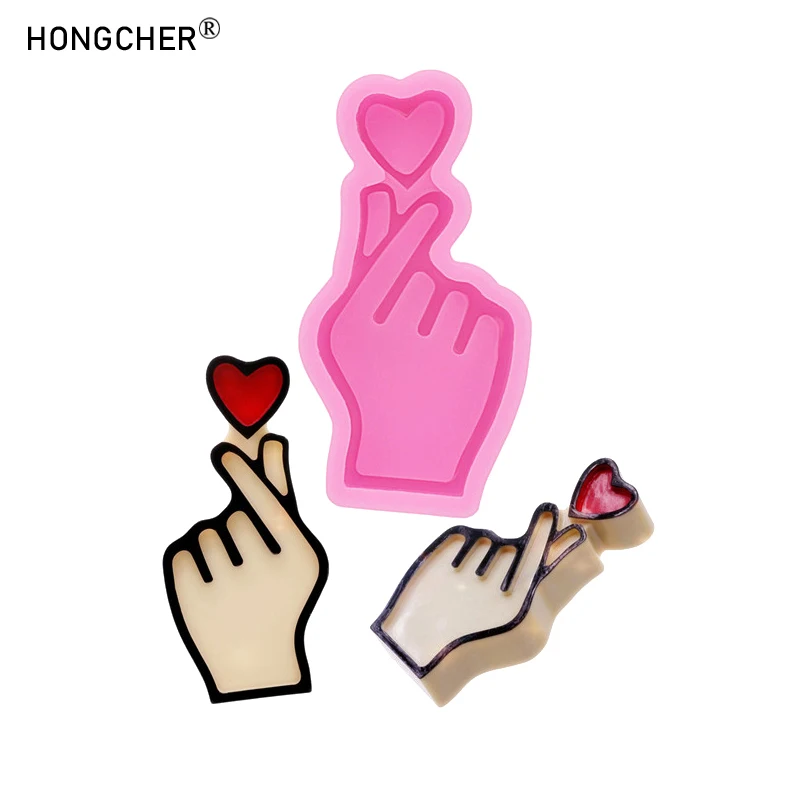 Mini Heart Gesture Resin Jewelry Accessories Silicone Mould DIY Handmade Chocolate Cookie Cake Dessert Decoration Silicone Molds