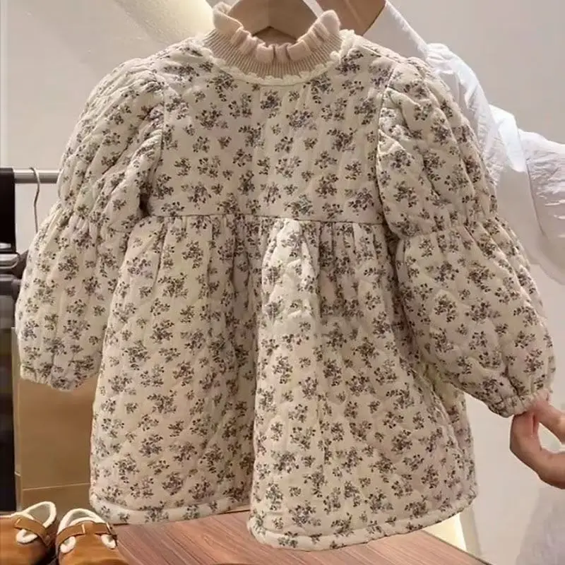 

Girls' Autumn and Winter Floral Dress Baby Girl's 2025 New Korean Version Fashionable and Thick Children's Princess Dress