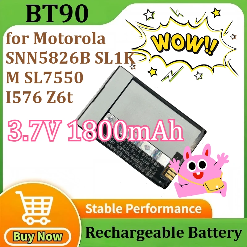 

BT90 for Motorola SNN5826B SL1K/M SL7550 I576 Z6t Walkie Talkie Battery 6.7Wh Replaceable Battery 3.7V 1800mAh