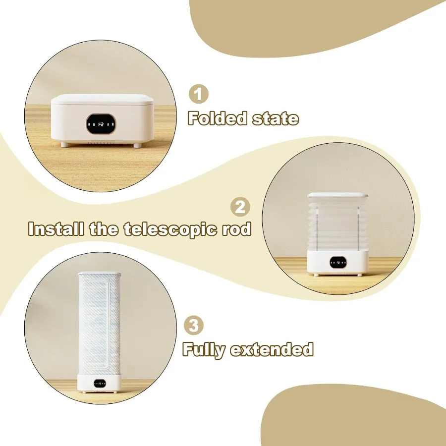 مجفف ملابس أوتوماتيكي محمول 1000 وات قابل للطي مع جهاز تحكم عن بعد، حل تجفيف غسيل مدمج وفعال للمنزل #6