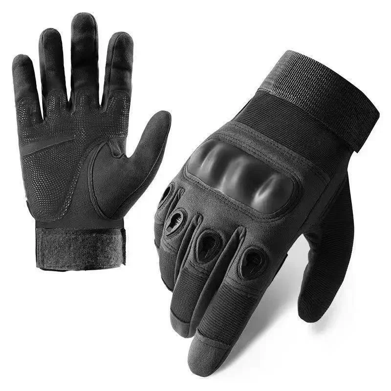 Men Tactical Full Finger Gloves Hard Knuckle Protective Gloves Non‑Slip Adjustable Wrist Gloves for Cycling Hiking Outdoor Sport