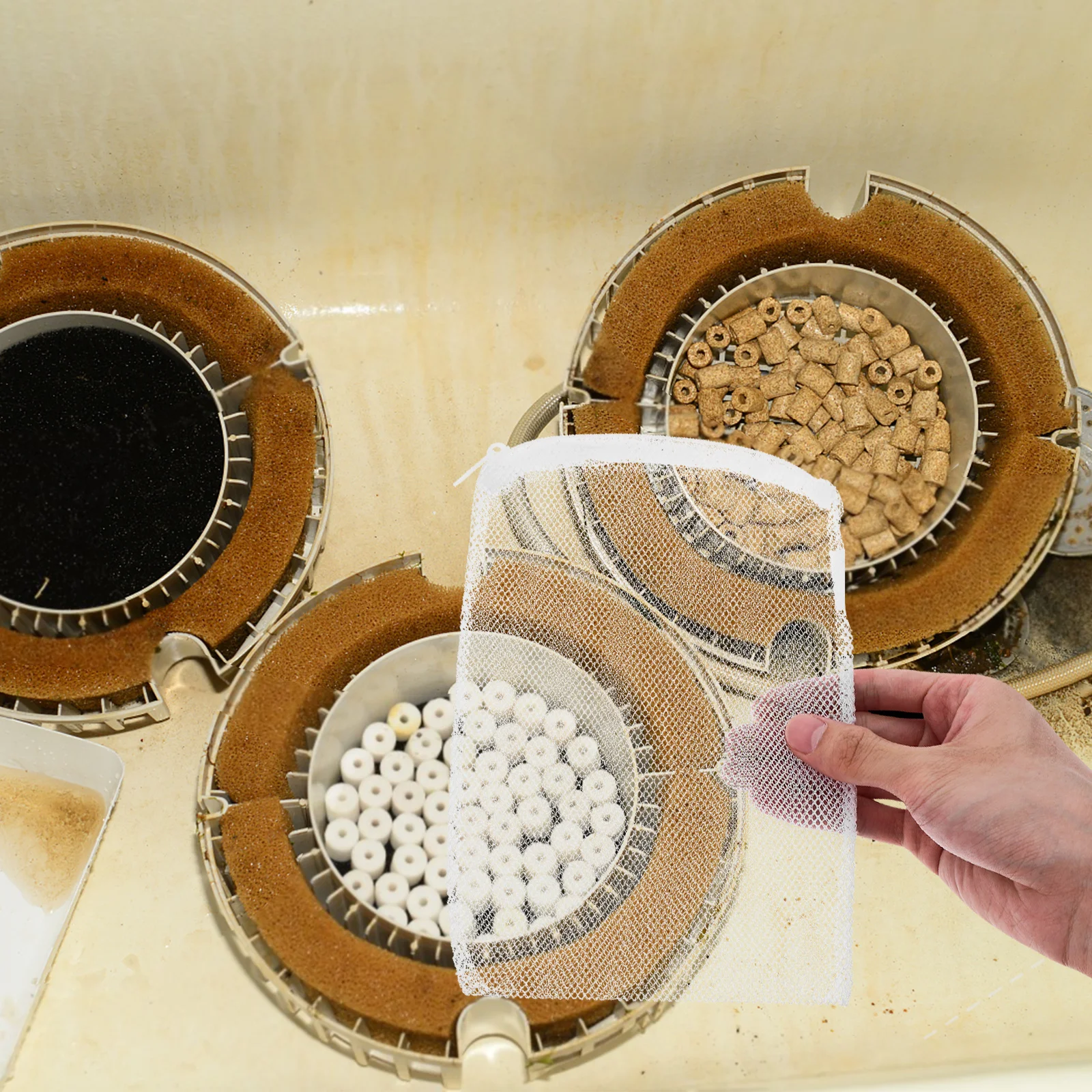 

10Pcs Fish Tank Filters Media Bags Mesh with Zipper Durable Aquarium Filtration Bag Reusable for Ceramic Rings Activated