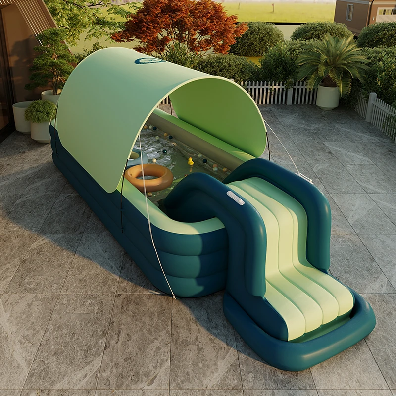 Piscine gonflable avec toboggan pour bébés, jeu d'eau gonflable avec toboggan pour grandes piscines, jeux de plein air