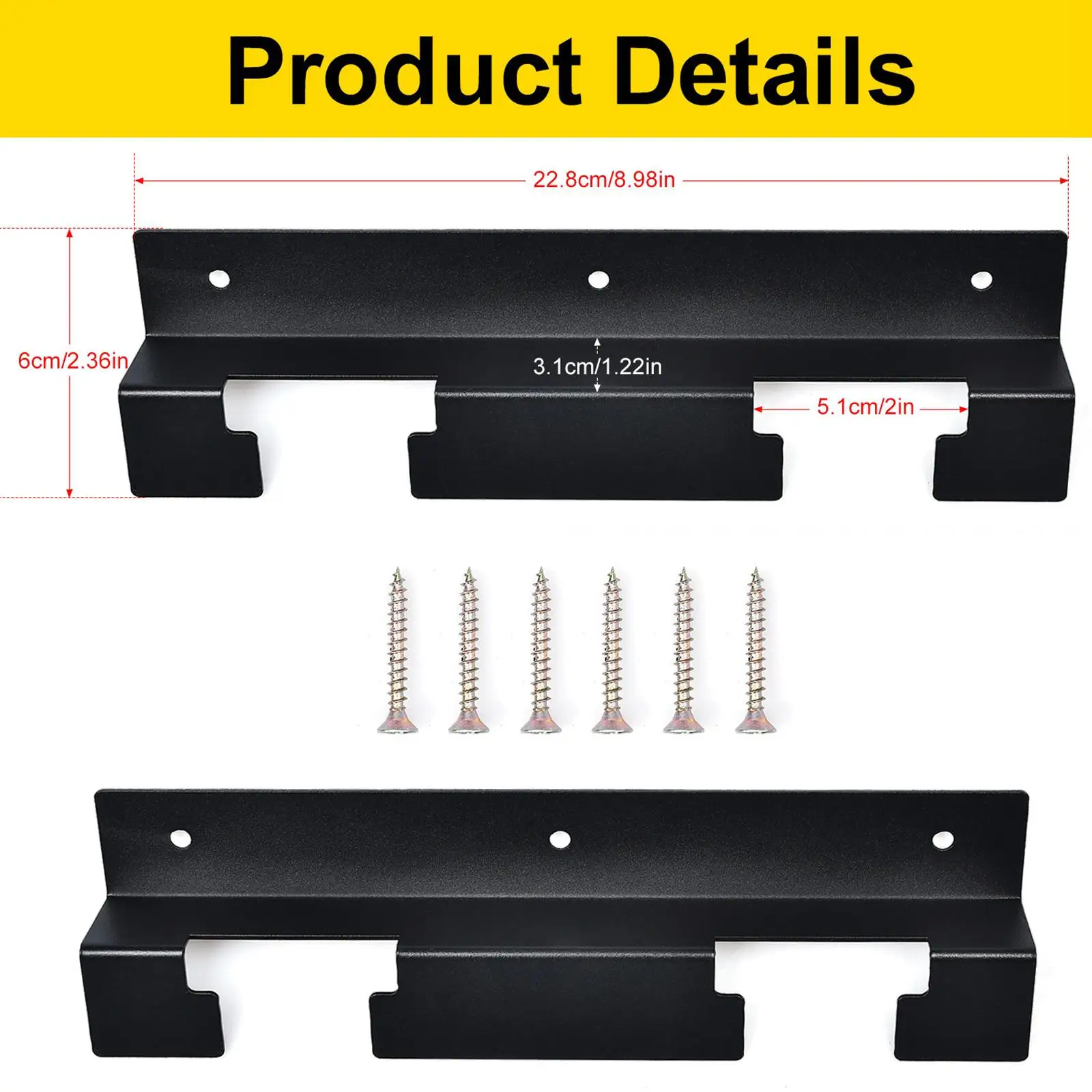 2 Pieces Wall Mount Tool Battery Rack Shelf Fits 18V-60V Tool Battery Sturdy