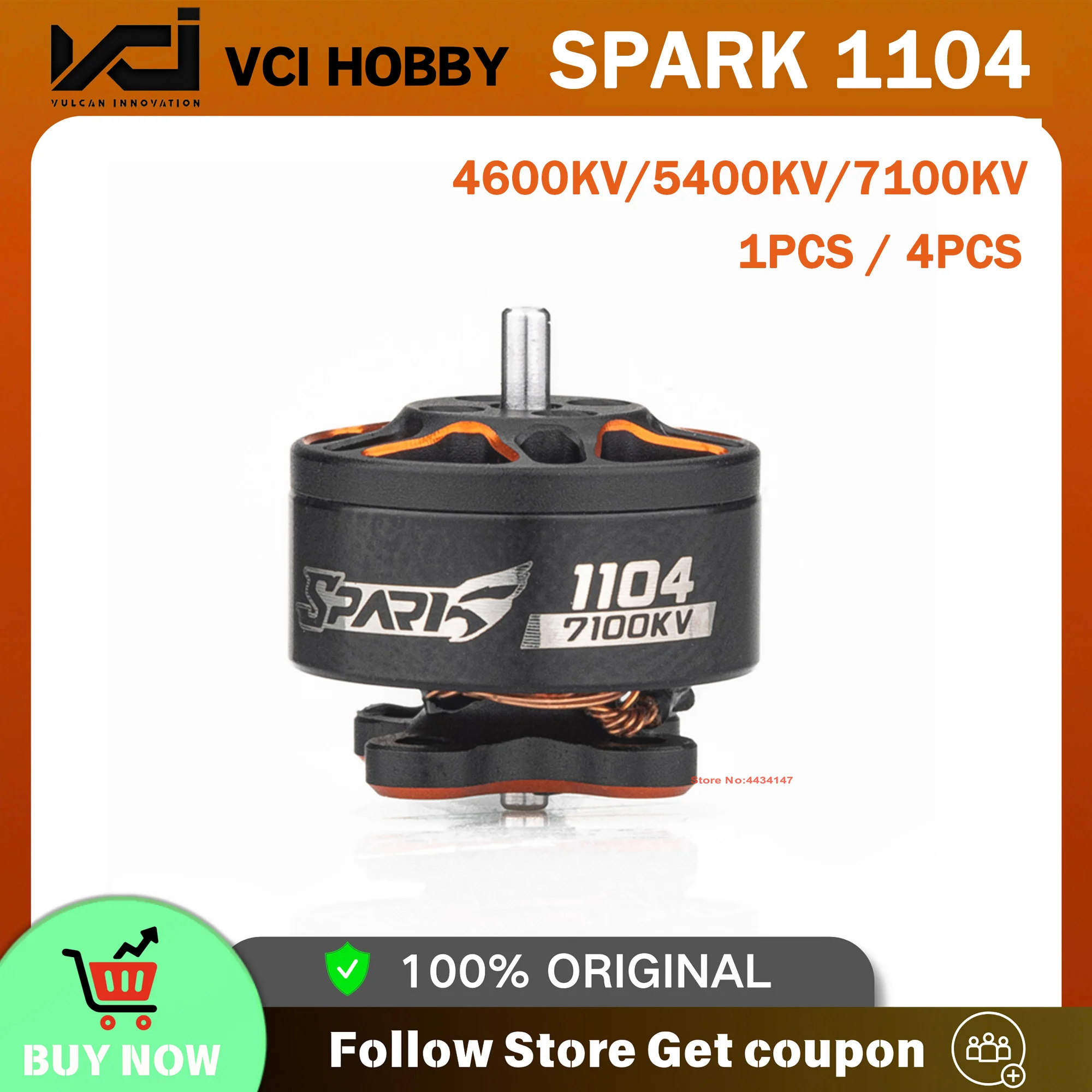 VCI SPARK 1104 Brushless Motor 4600KV 5400KV 7100KV 2-4S for FPV Drone Cinewhoop Tinywhoop Toothpick 2-3 Inch 65mm 75mm  Parts