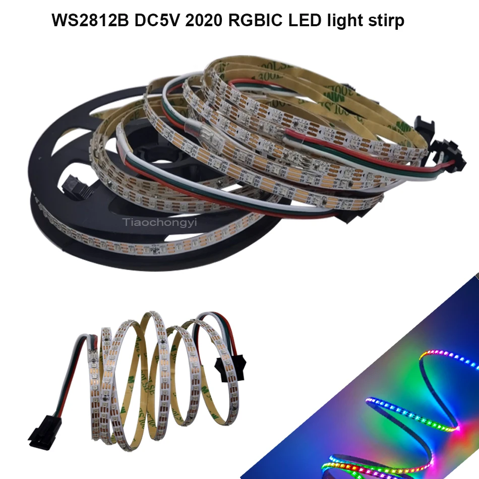 

DC5V WS2812B Pixel 2020 SMD RGB LED Strip light 4mm PCB Individually Addressable RGBIC Pixel Programmable Digital Flexible