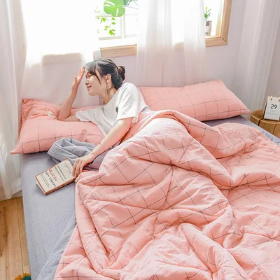 Soft Throw Striped Down Cotton Quilt Blanket Luxury For Cooling Summer Couch Cover Bed Machine Wash Bedspread