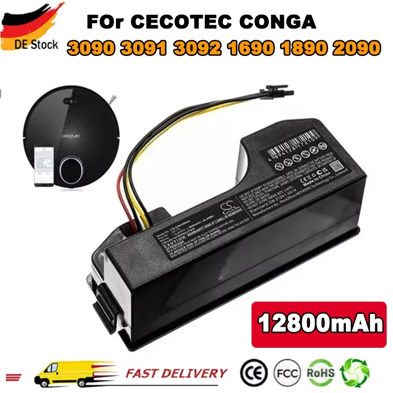 

NEW Li ion Battery 14.4V 6800mAh for Cecotec Conga 3090 3091 3092 2090 Robotic Vacuum Cleaner Conga 3090 Accessories Replacement