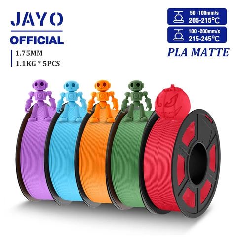 Jayo pla filamento fosco 1.75mm filamento de impressora 3d pla 5 rolos/conjunto para impressoras 3d fdm filamento 3d ferida ordenadamente alta resistência