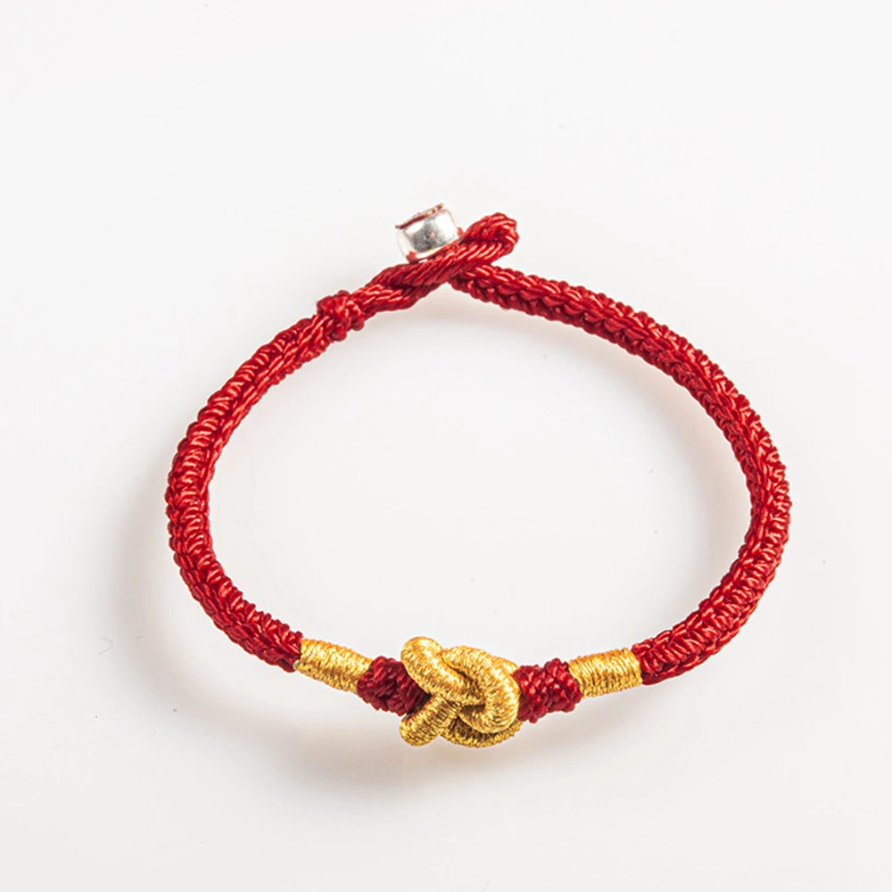 Chinese Traditional Red String Charm Bracelet for Family Handmade Knots Red Rope Braided Bracelet Good Luck for Friendship