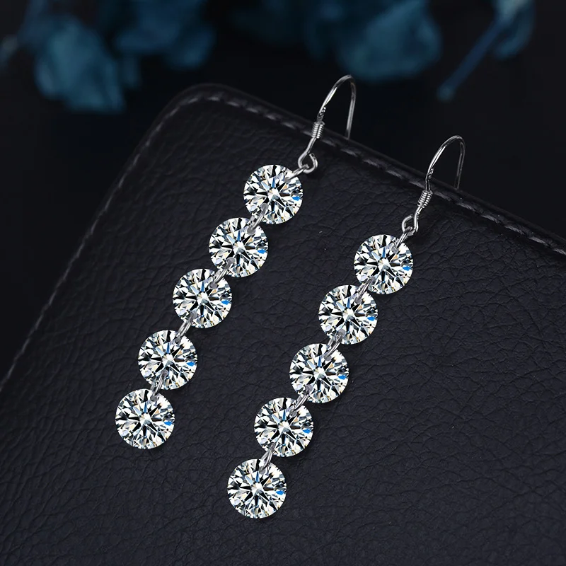 100% 925 Sterling Silver 2.82CT Moissanite Diamond Earrings For Women Long Tassel Earring Sparkling Party Fine Jewelry