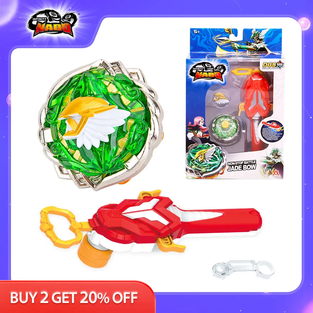 Infinity Nado 5 Original Series Jade Bow Non Stop Battle Metal Spinning Top Gyro WIth Magnetic Launcher Anime Genuine Kids Toys