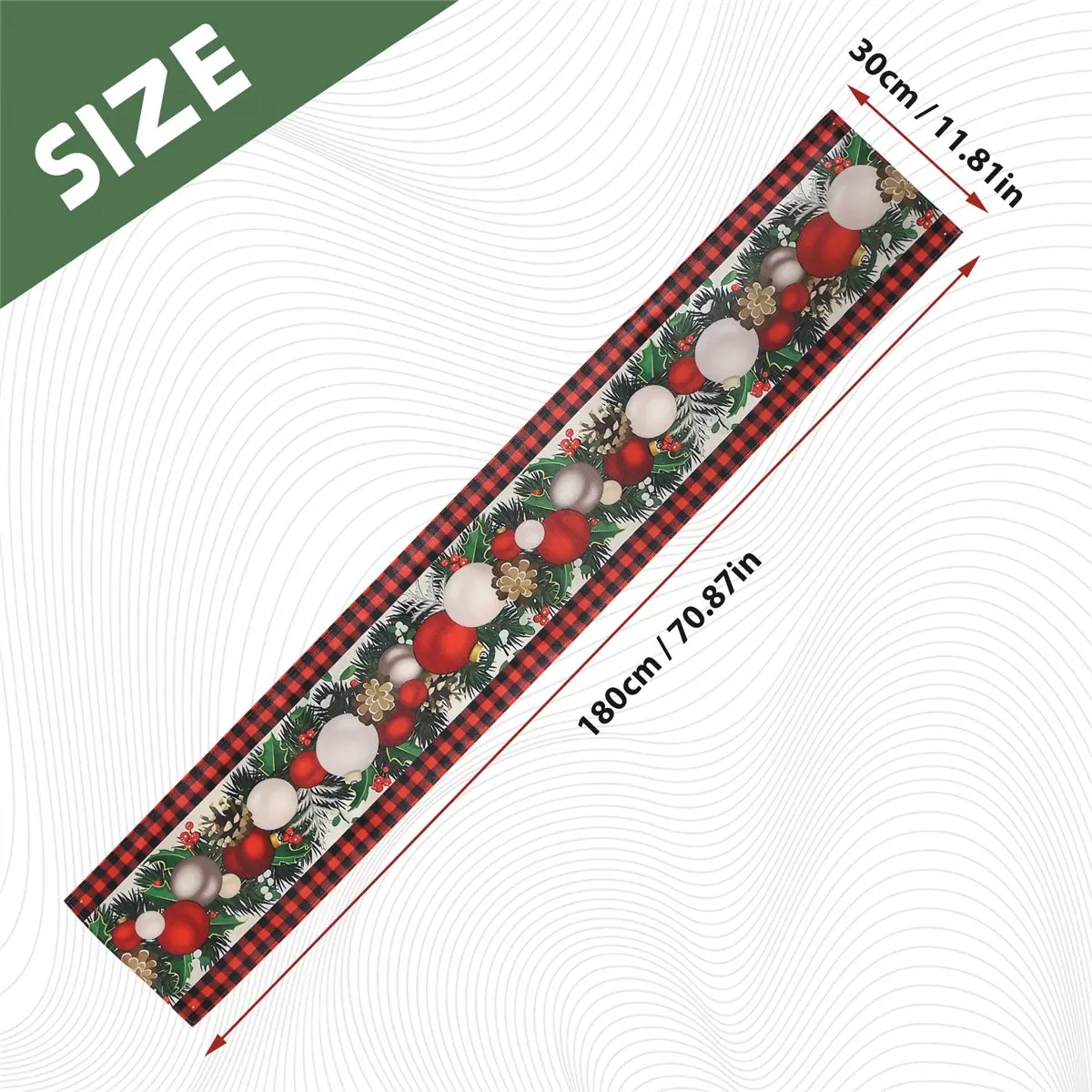 A79I الكتان الأحمر والأسود تحقق منقوشة عيد الميلاد الجدول عداء 72 بوصة طويلة الموسمية الشتاء عيد الميلاد الجدول الديكور #6