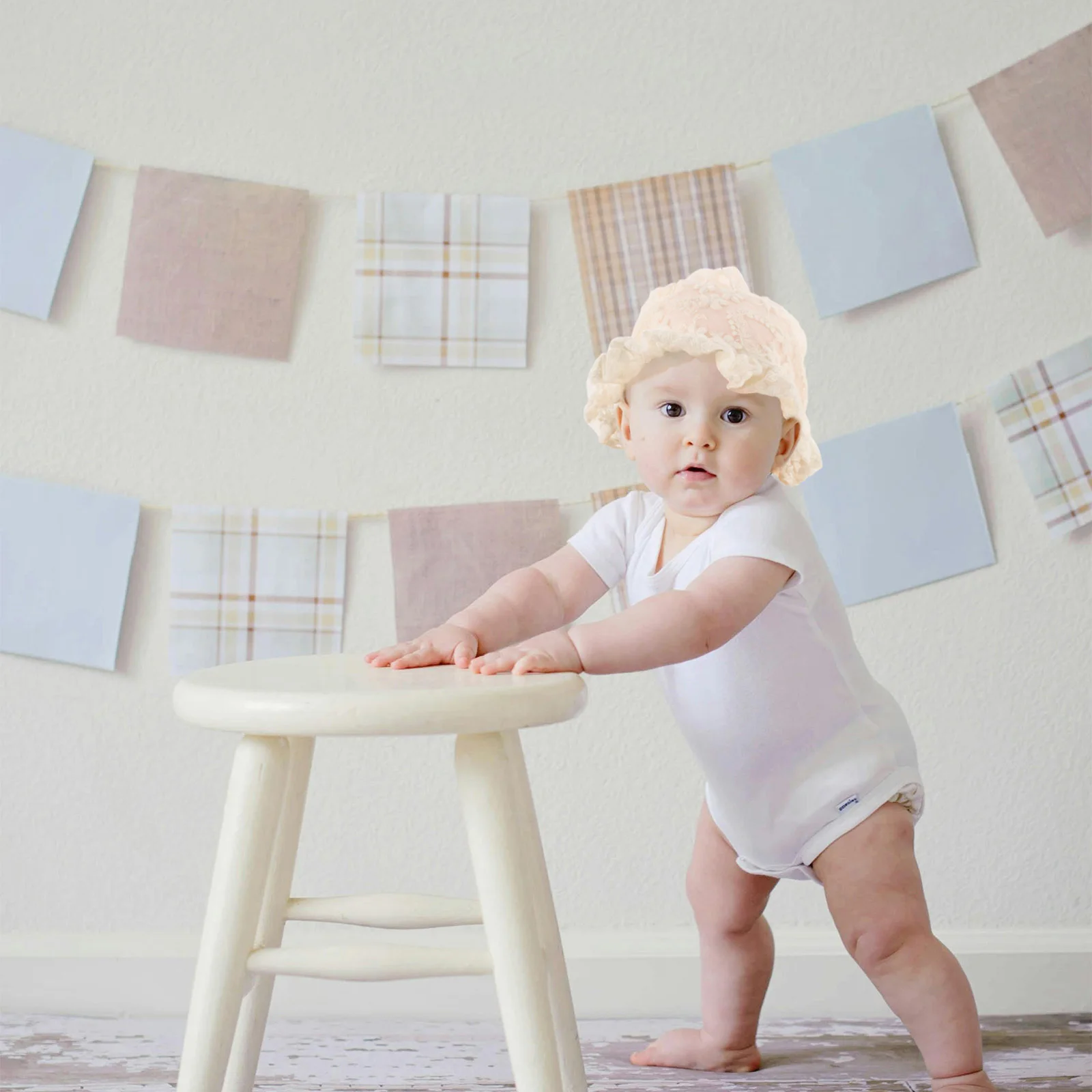 

Baby Girl Lace Bonnet Lightweight Breathable Summer Hat Newborn Infant Sun Hat Outdoor Toddler Princess Style Baby Bonnet