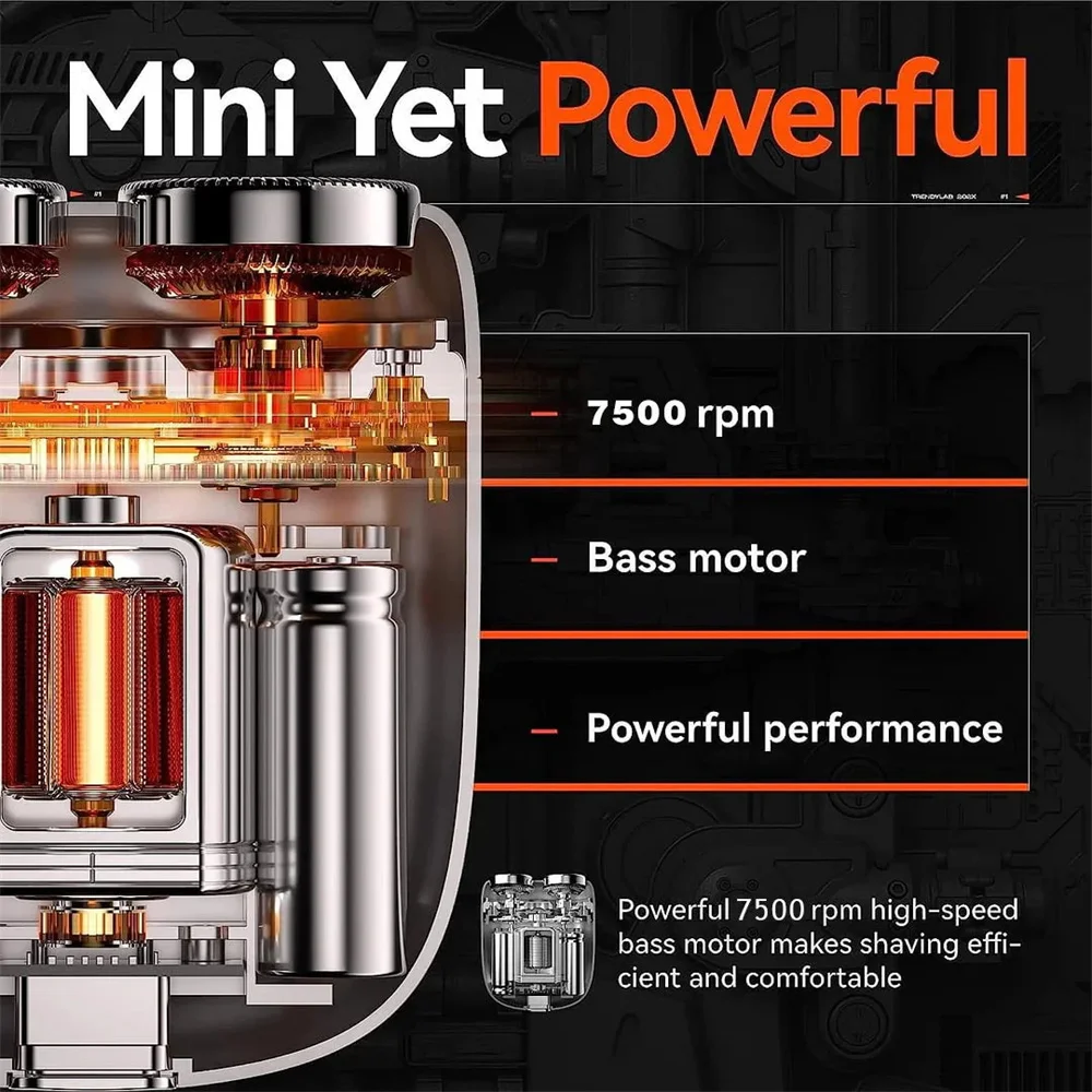 ماكينة حلاقة كهربائية صغيرة برأس مزدوج شفط مغناطيسي للرجال ماكينة حلاقة محمولة مقاومة للماء قابلة لإعادة الشحن عبر USB