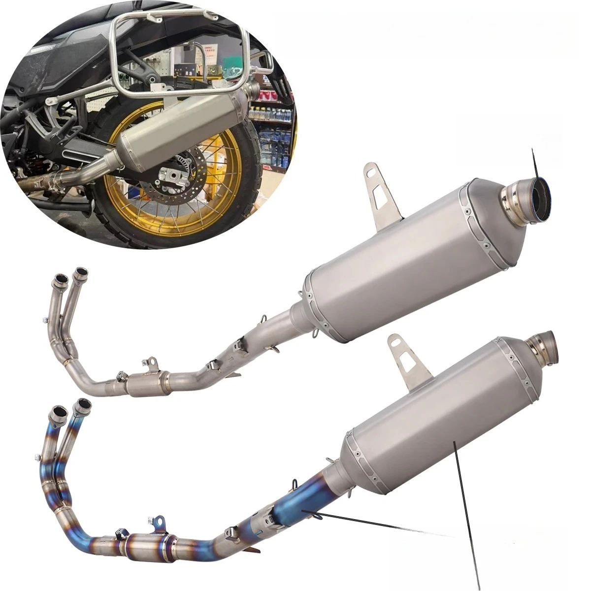 Titanium Alloy Full Systems Exhaust Header Front Mid Pipe For VOGE DS800X DS800 Rally Modified Escape Muffler Pipe 3 Sensors