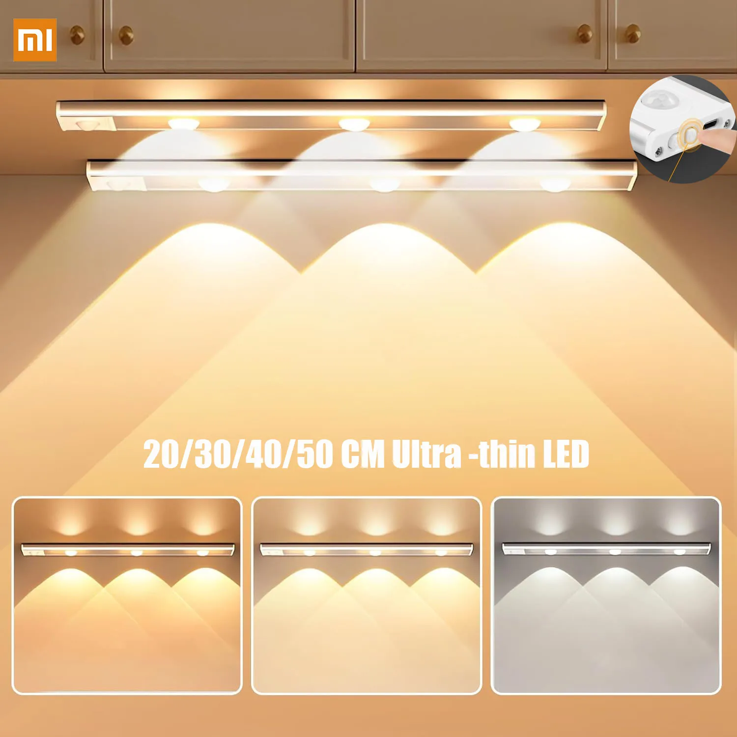 Luz nocturna Xiaomi de 50CM con Sensor de movimiento, lámpara LED de noche inalámbrica recargable por USB para habitación, mesita de noche, cocina,