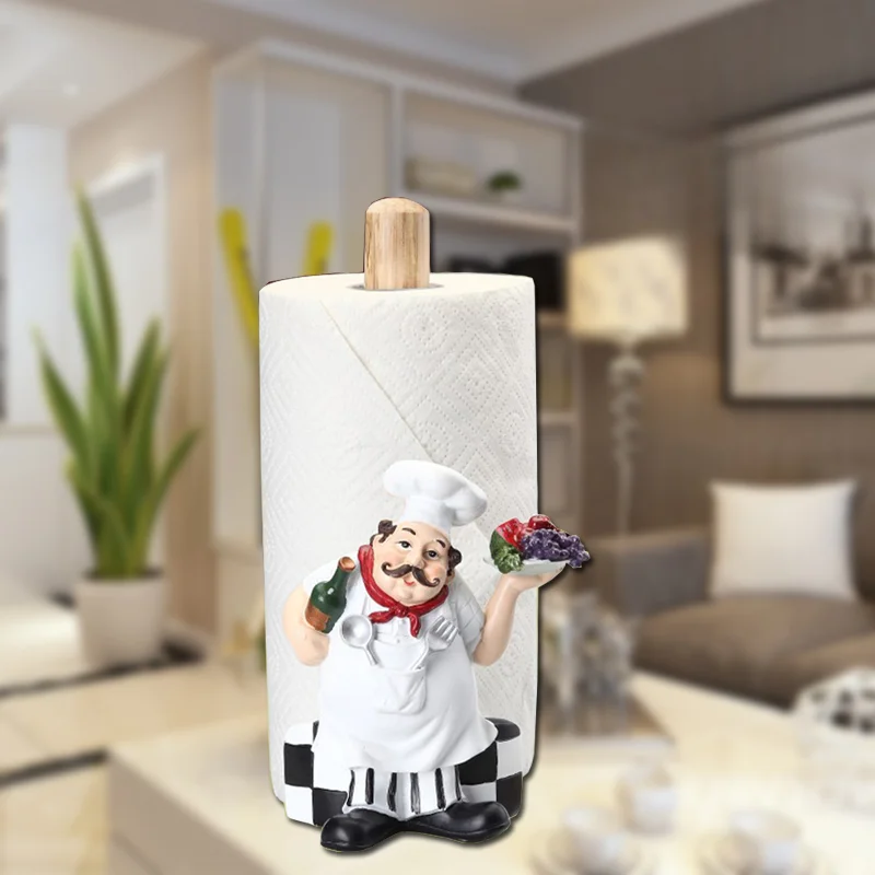 Vertical Creative Home Chef Restaurant Kitchen Tissue Holder, Non Perforated European Style Hanging Type Tube Roll Paper Holder