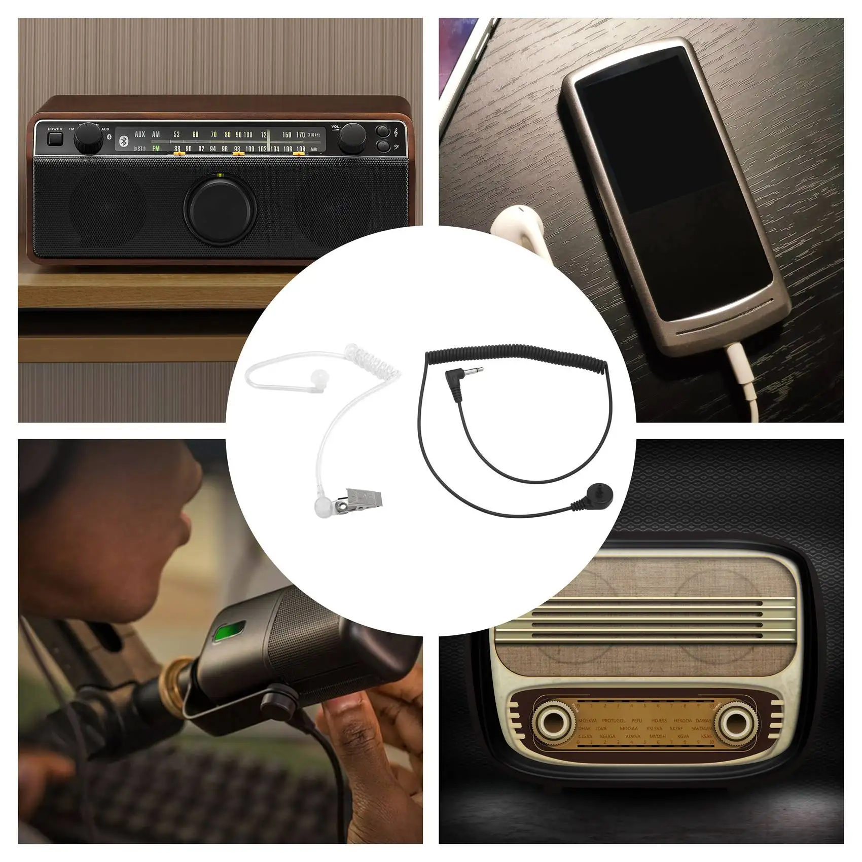 SLQZT 617-1N Ricevitore da 3,5 mm/SOLO Auricolare di sorveglianza con kit audio per auricolari con tubo a spirale acustico trasparente