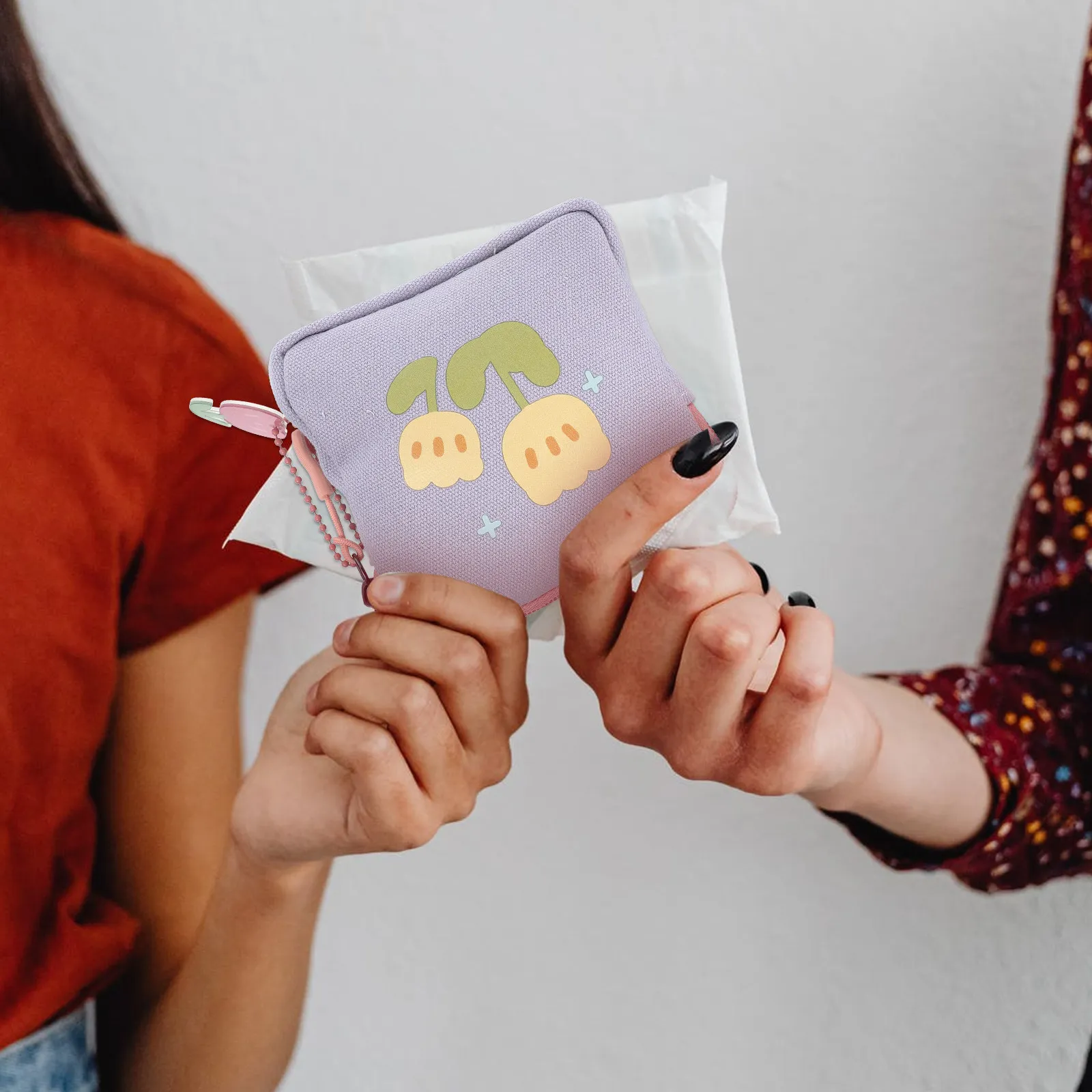 

Floral Pattern Portable Sanitary Napkin Storage Bag Coin Pouch Multipurpose Small Item Container for Period Travel Nursing