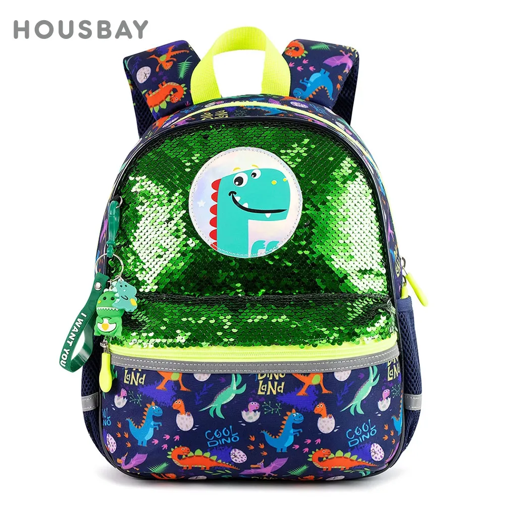 Kinder Kindergarten Taschen personal isierte Rucksack Kind Baby 2-5t Pailletten Laser Design Cartoon Dinosaurier Kinder Vorschule Tasche